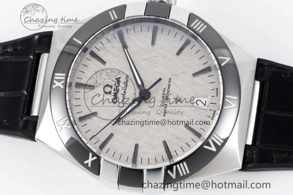Constellation Black Ceramic SS 8F 1:1 Best Edition White Textured Dial on Black Gummy Strap A8900