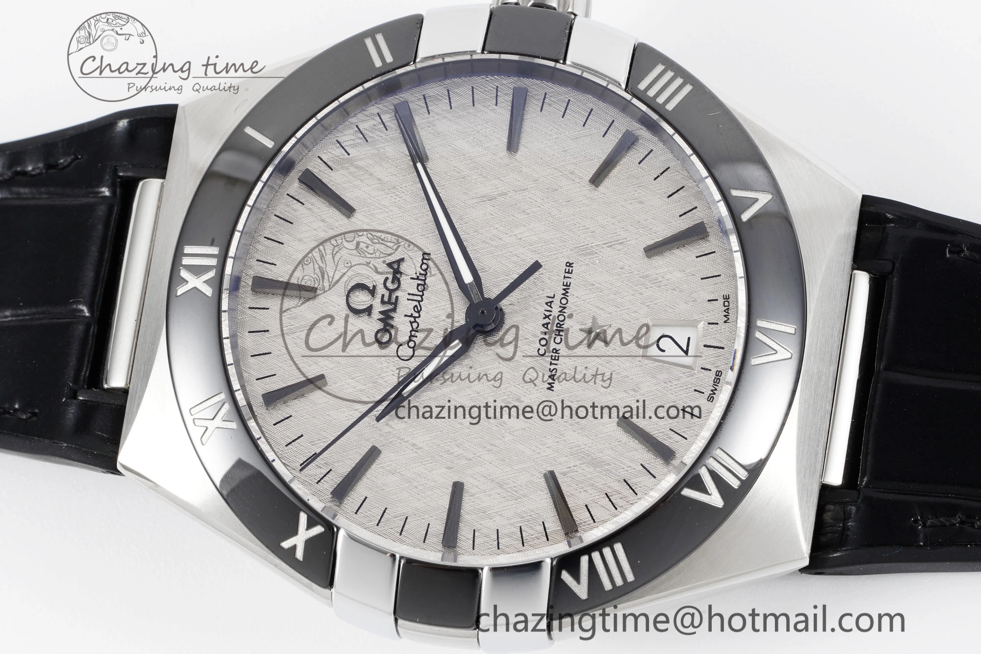 Constellation Black Ceramic SS 8F 1:1 Best Edition White Textured Dial on Black Gummy Strap A8900