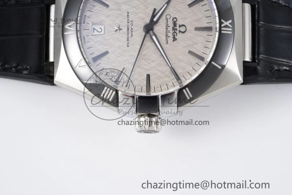 Constellation Black Ceramic SS 8F 1:1 Best Edition White Textured Dial on Black Gummy Strap A8900