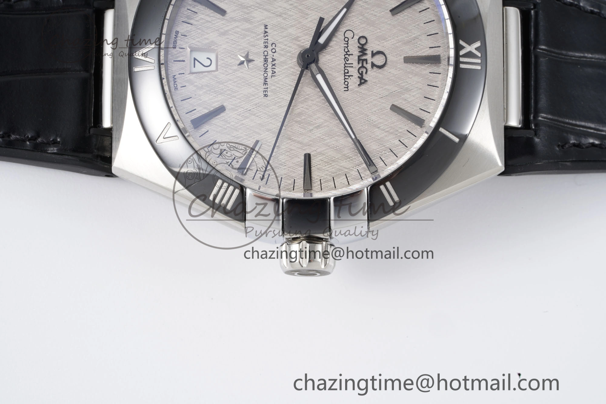 Constellation Black Ceramic SS 8F 1:1 Best Edition White Textured Dial on Black Gummy Strap A8900