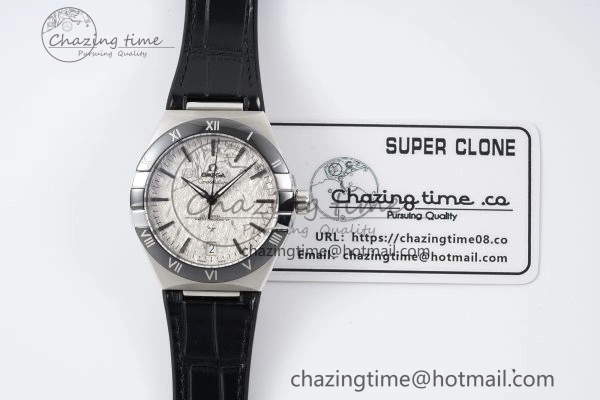 Constellation Black Ceramic SS 8F 1:1 Best Edition White Textured Dial on Black Gummy Strap A8900