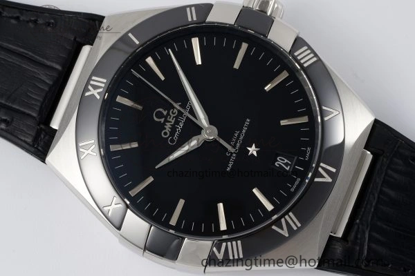 Constellation Black Ceramic SS SBF 1:1 Best Edition Black Dial on Black Gummy Strap A8900 Super Clone