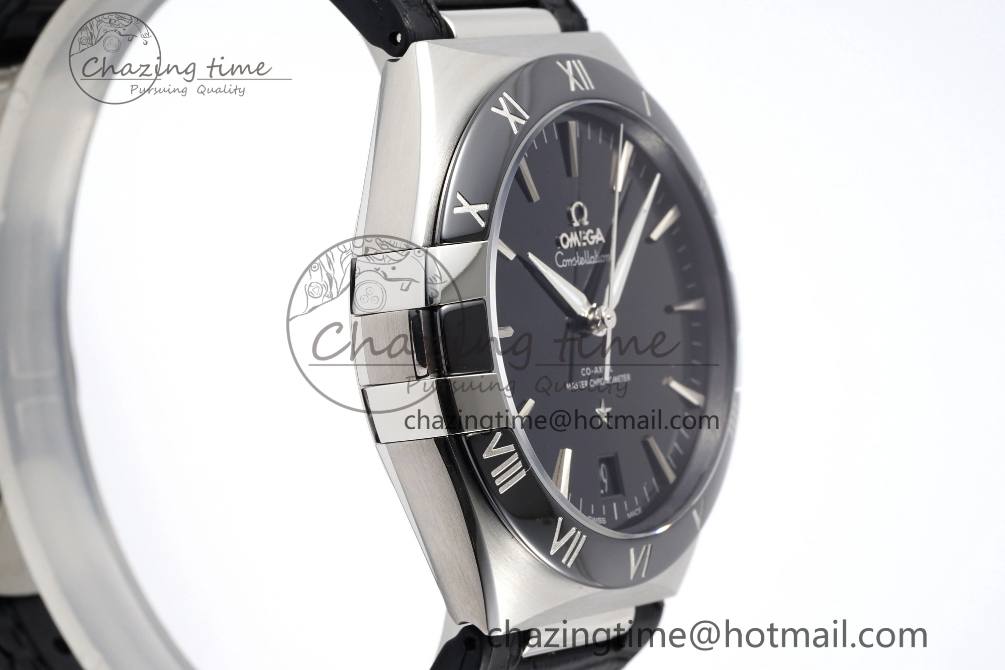 Constellation Black Ceramic SS SBF 1:1 Best Edition Black Dial on Black Gummy Strap A8900 Super Clone