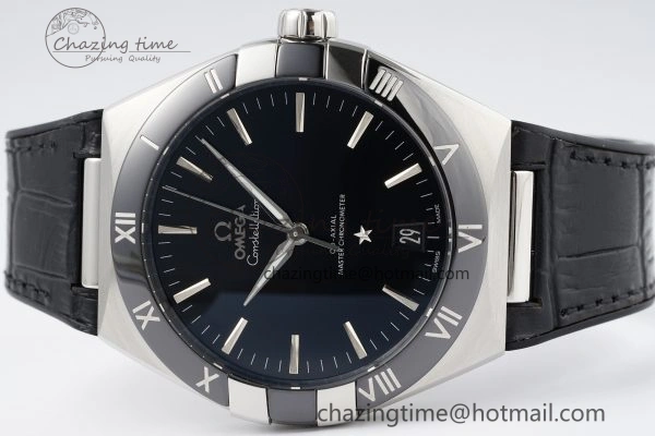 Constellation Black Ceramic SS SBF 1:1 Best Edition Black Dial on Black Gummy Strap A8900 Super Clone