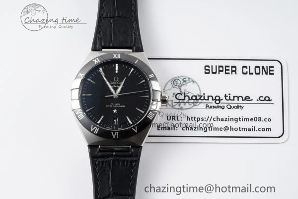 Constellation Black Ceramic SS SBF 1:1 Best Edition Black Dial on Black Gummy Strap A8900 Super Clone