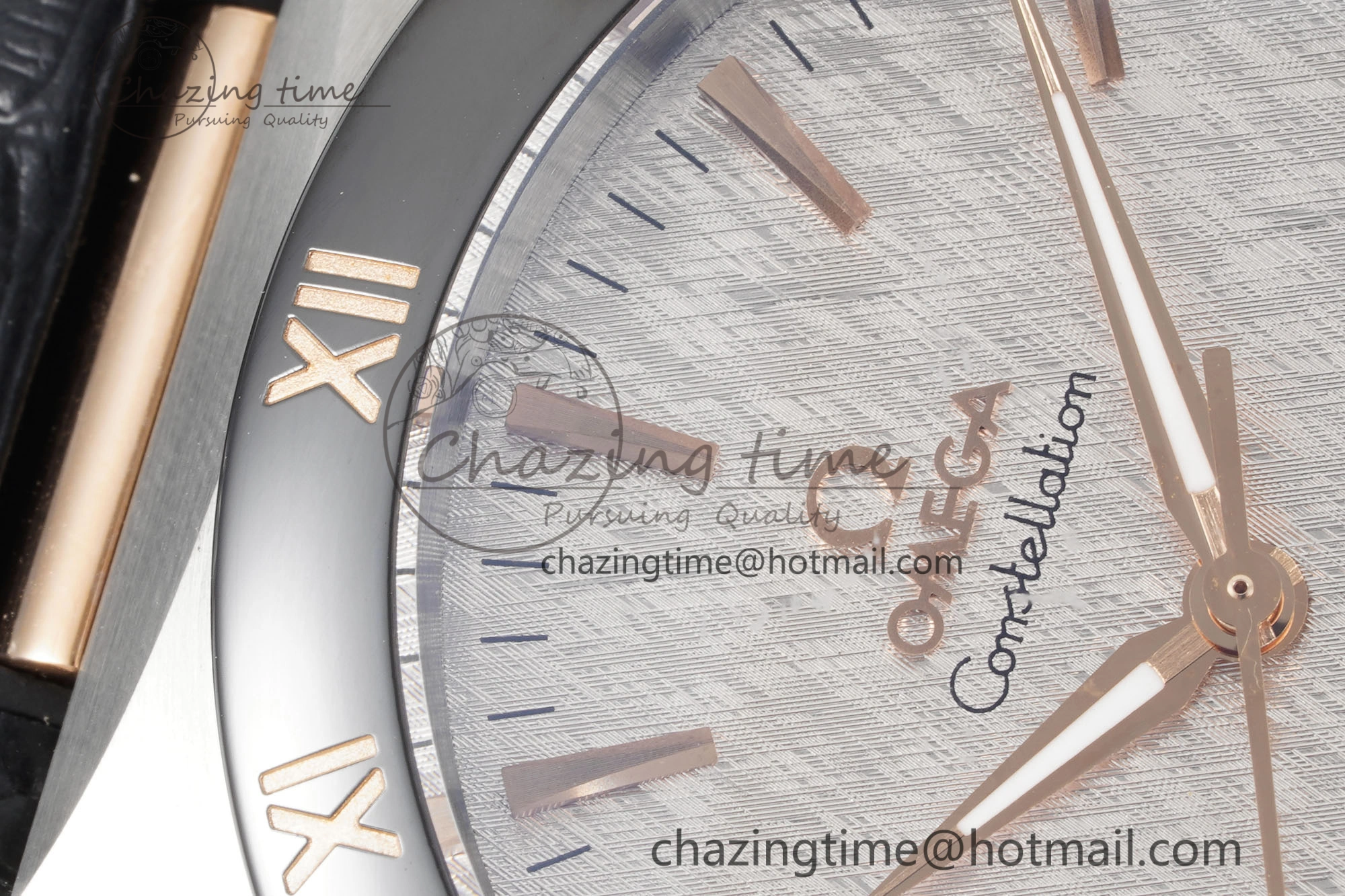 Constellation Black Ceramic SS RG 8F 1:1 Best Edition White Textured Dial on Black Gummy Strap A8900