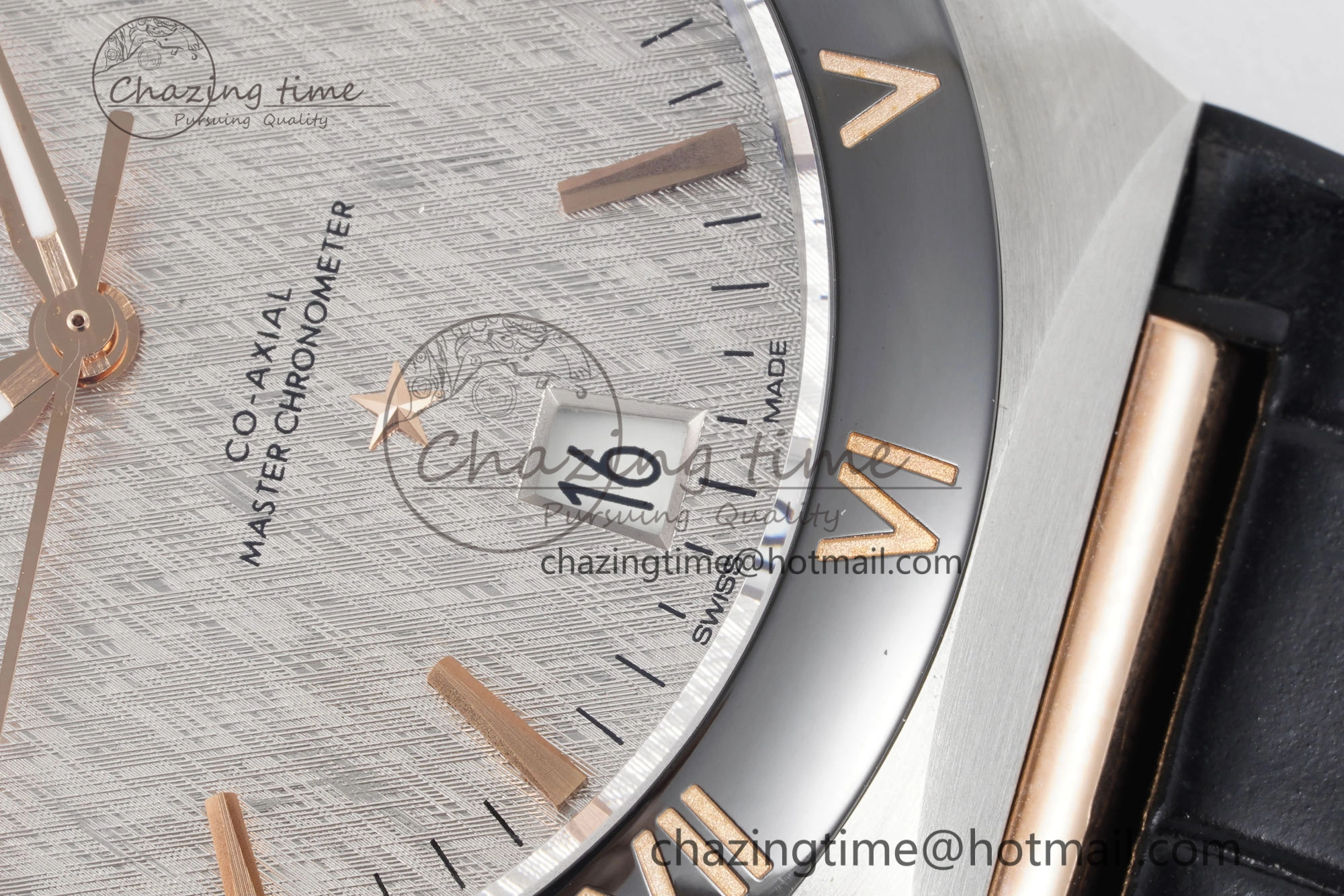 Constellation Black Ceramic SS RG 8F 1:1 Best Edition White Textured Dial on Black Gummy Strap A8900
