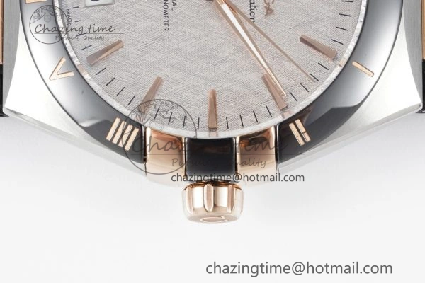 Constellation Black Ceramic SS RG 8F 1:1 Best Edition White Textured Dial on Black Gummy Strap A8900