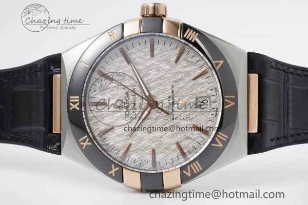 Constellation Black Ceramic SS RG 8F 1:1 Best Edition White Textured Dial on Black Gummy Strap A8900