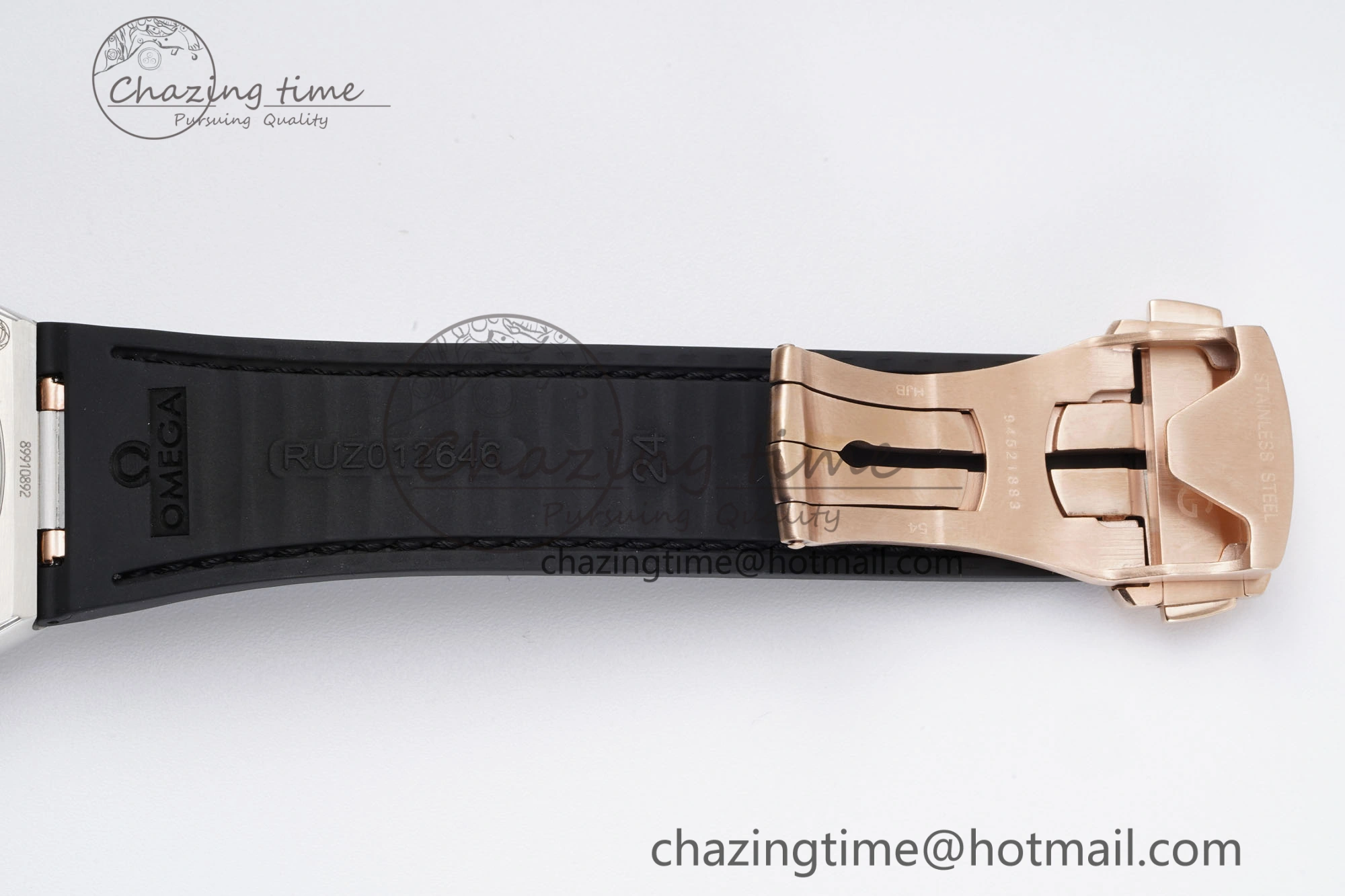 Constellation Black Ceramic SS RG 8F 1:1 Best Edition White Textured Dial on Black Gummy Strap A8900