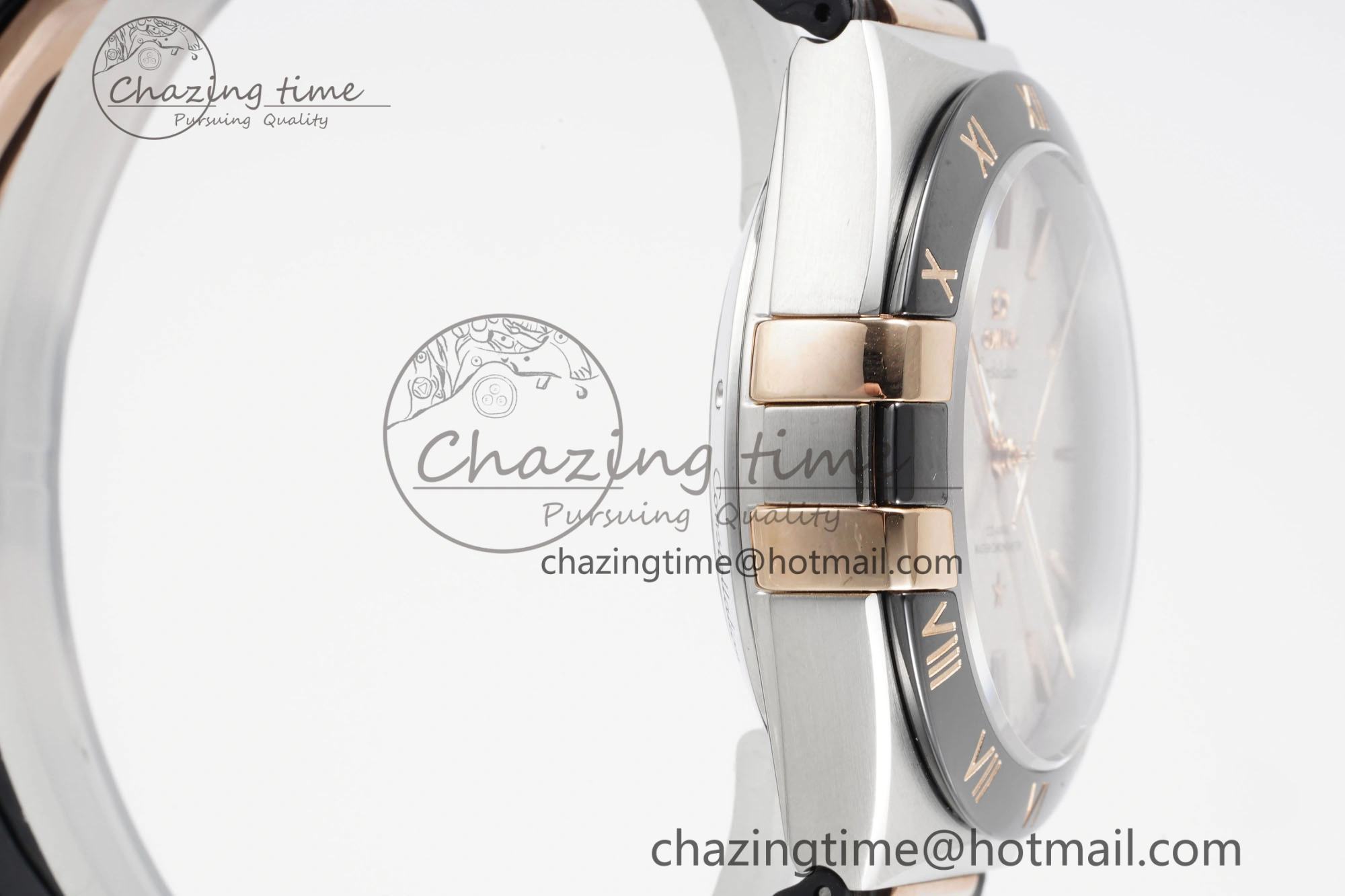 Constellation Black Ceramic SS RG 8F 1:1 Best Edition White Textured Dial on Black Gummy Strap A8900