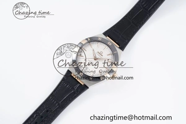 Constellation Black Ceramic SS RG SBF 1:1 Best Edition White Dial on Black Gummy Strap A8900 Super Clone