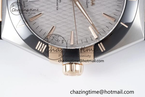 Constellation Black Ceramic SS RG SBF 1:1 Best Edition White Dial on Black Gummy Strap A8900 Super Clone