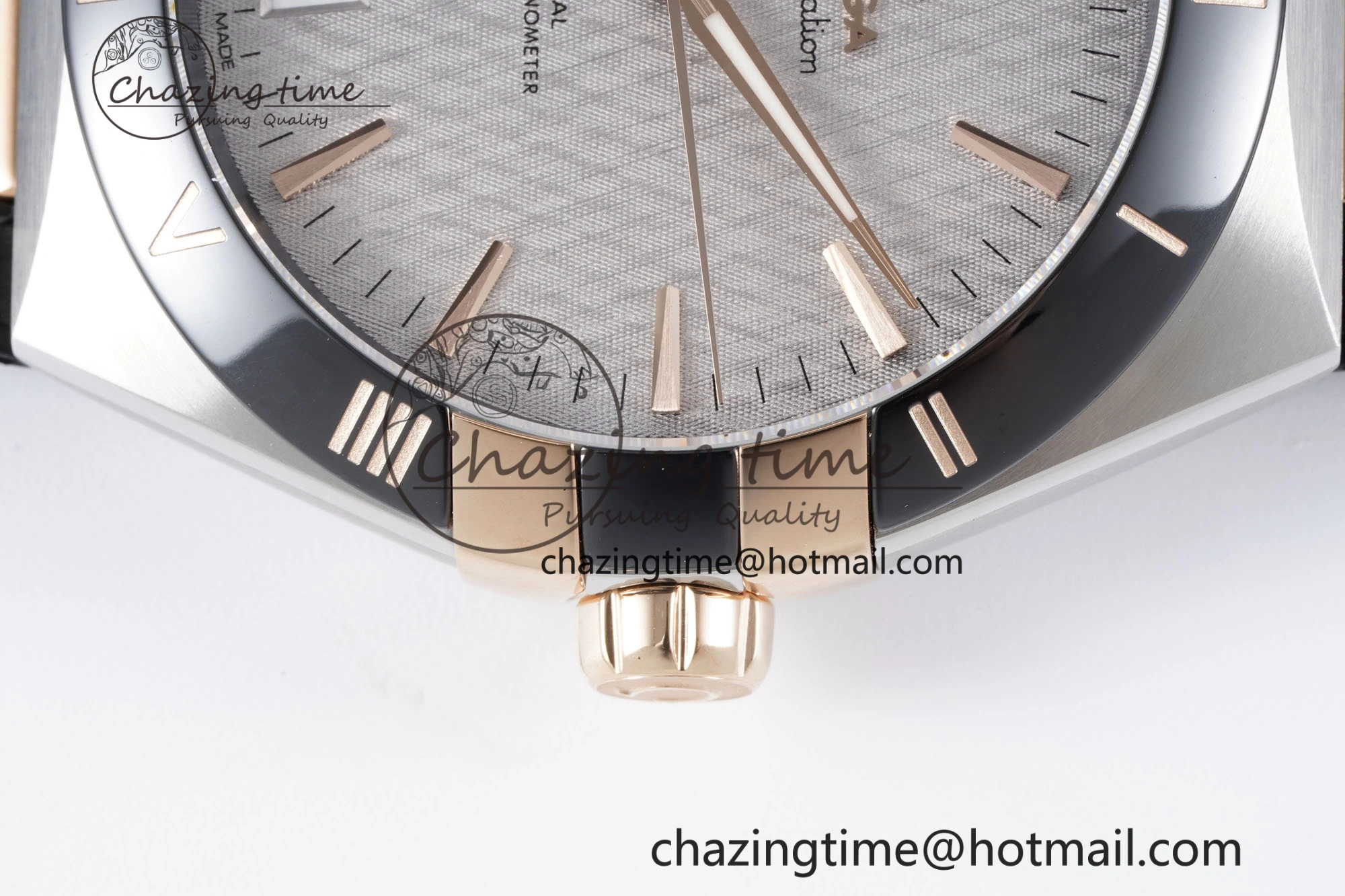 Constellation Black Ceramic SS RG SBF 1:1 Best Edition White Dial on Black Gummy Strap A8900 Super Clone