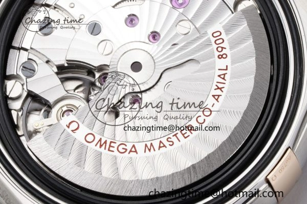 Constellation Black Ceramic SS RG SBF 1:1 Best Edition White Dial on Black Gummy Strap A8900 Super Clone