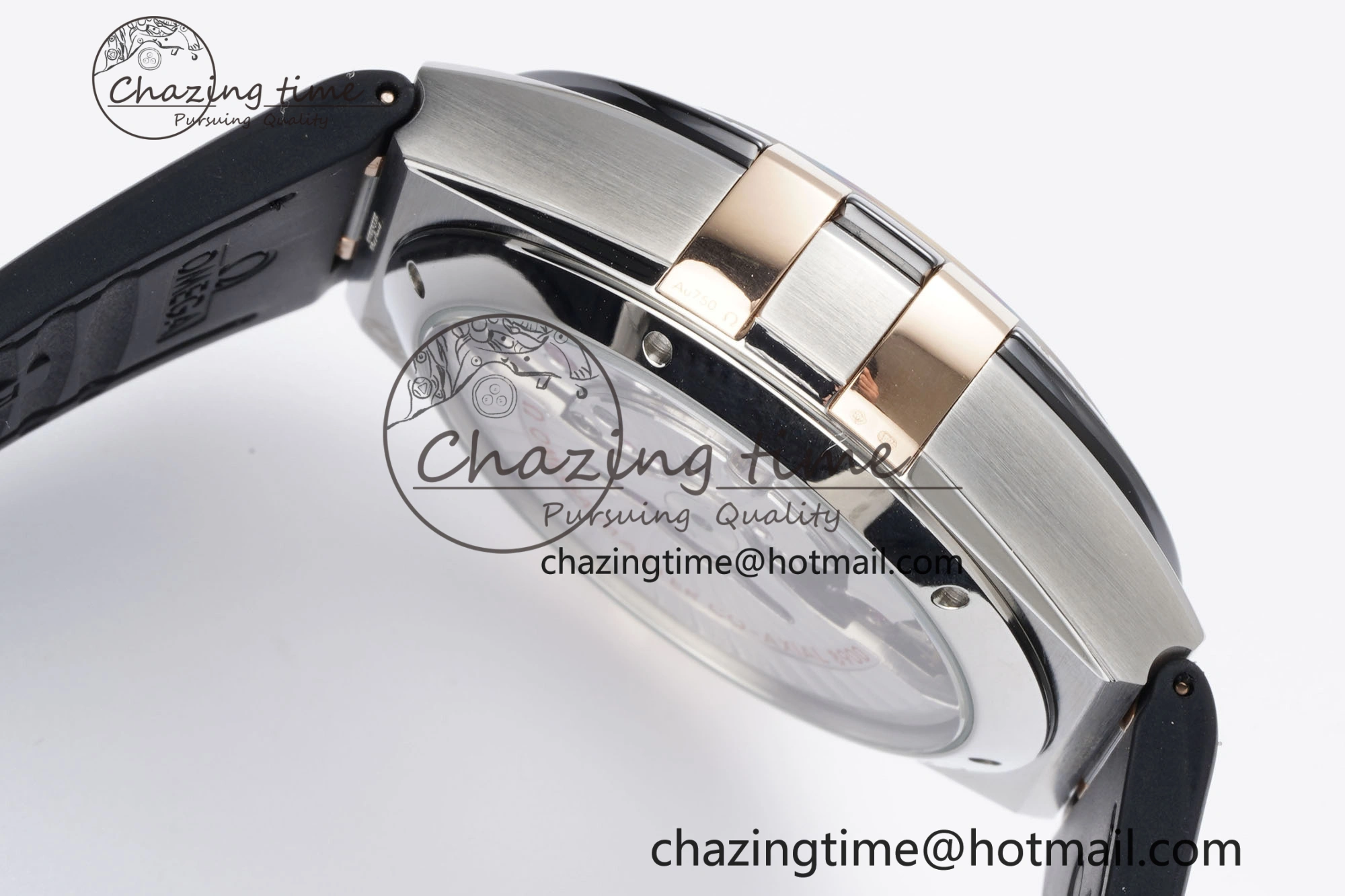 Constellation Black Ceramic SS RG SBF 1:1 Best Edition White Dial on Black Gummy Strap A8900 Super Clone
