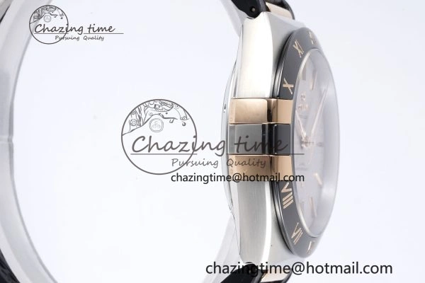 Constellation Black Ceramic SS RG SBF 1:1 Best Edition White Dial on Black Gummy Strap A8900 Super Clone