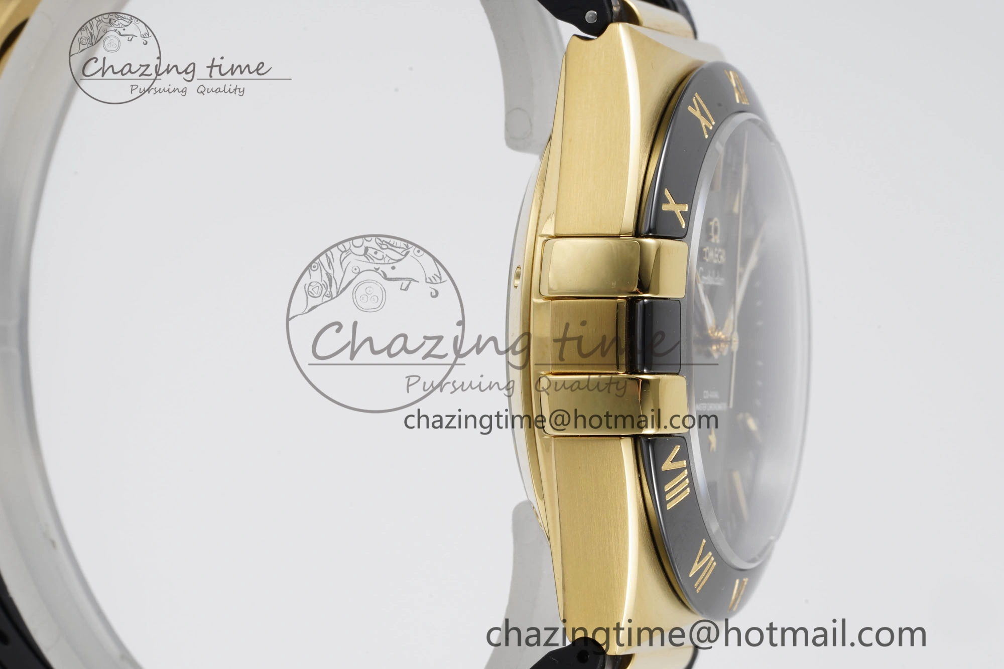 Constellation Black Ceramic YG 8F 1:1 Best Edition Black Dial on Black Gummy Strap A8900