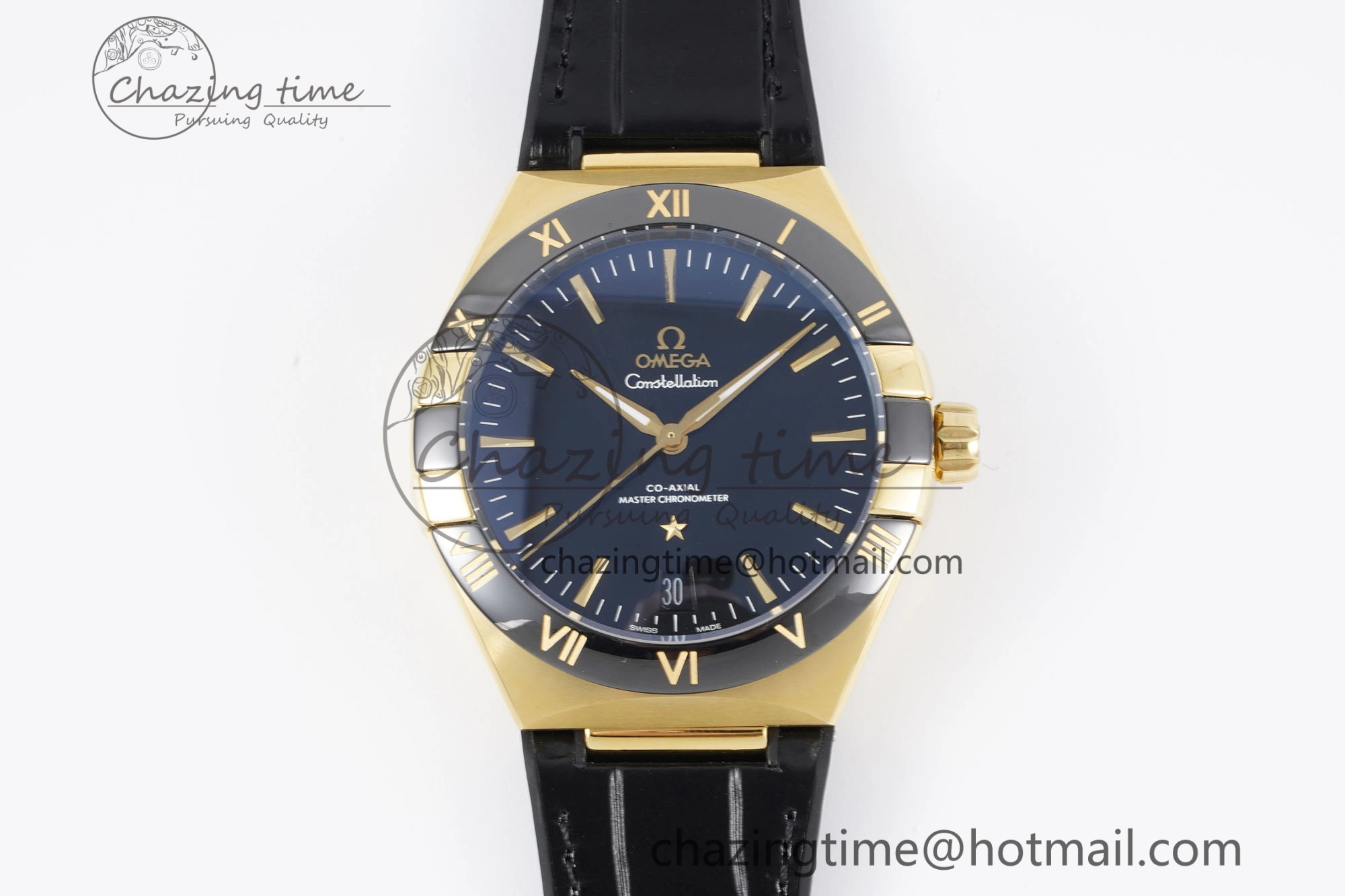 Constellation Black Ceramic YG 8F 1:1 Best Edition Black Dial on Black Gummy Strap A8900