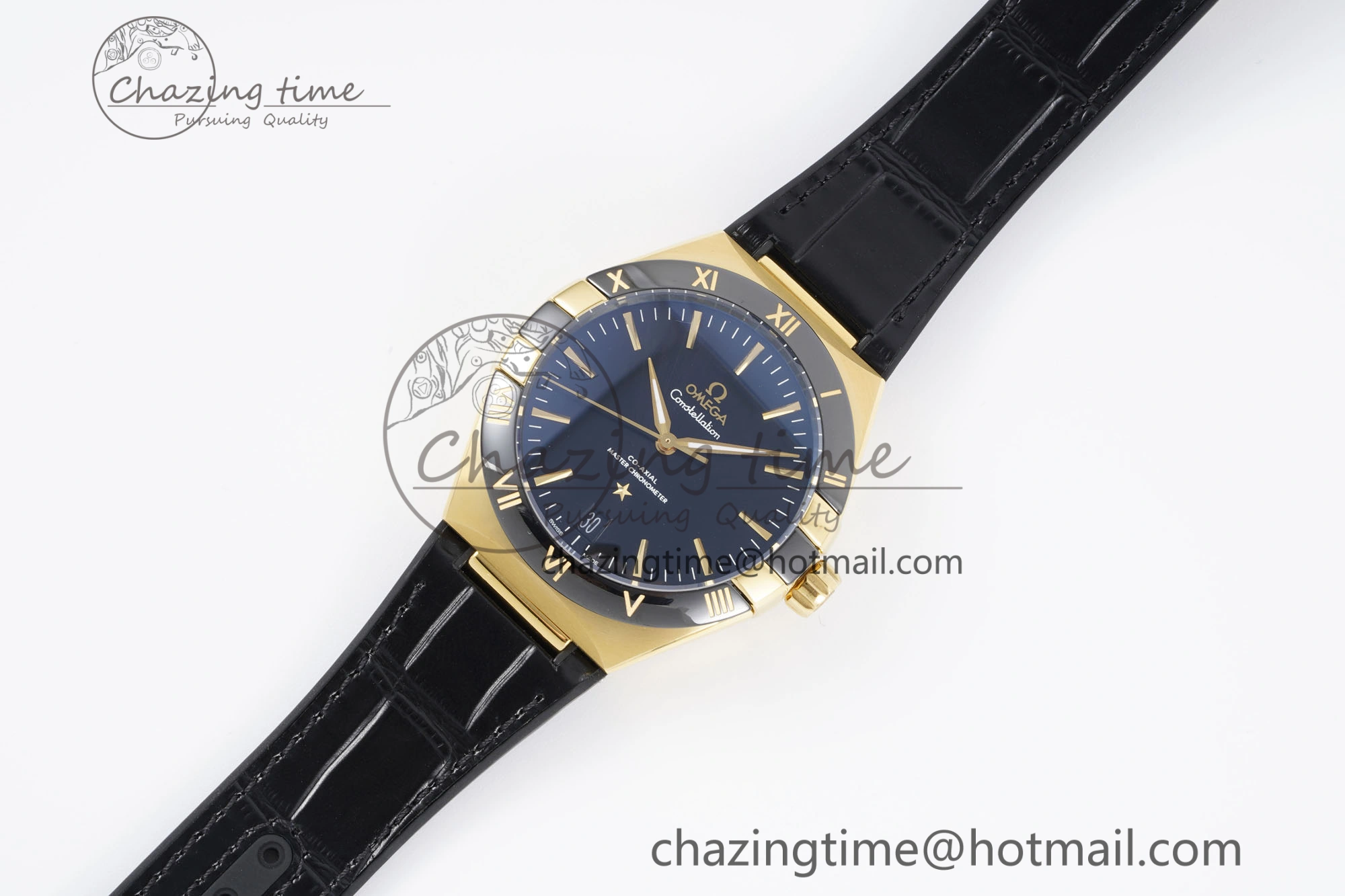 Constellation Black Ceramic YG 8F 1:1 Best Edition Black Dial on Black Gummy Strap A8900