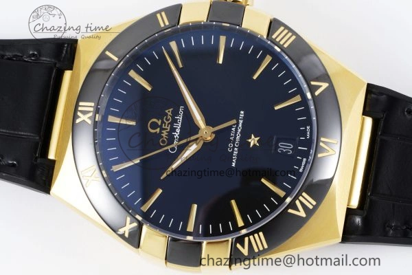 Constellation Black Ceramic YG 8F 1:1 Best Edition Black Dial on Black Gummy Strap A8900