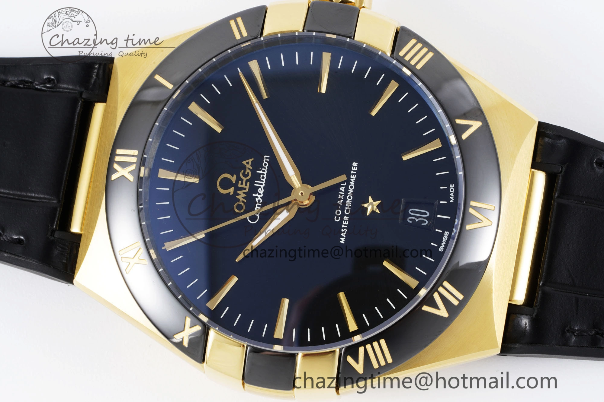 Constellation Black Ceramic YG 8F 1:1 Best Edition Black Dial on Black Gummy Strap A8900