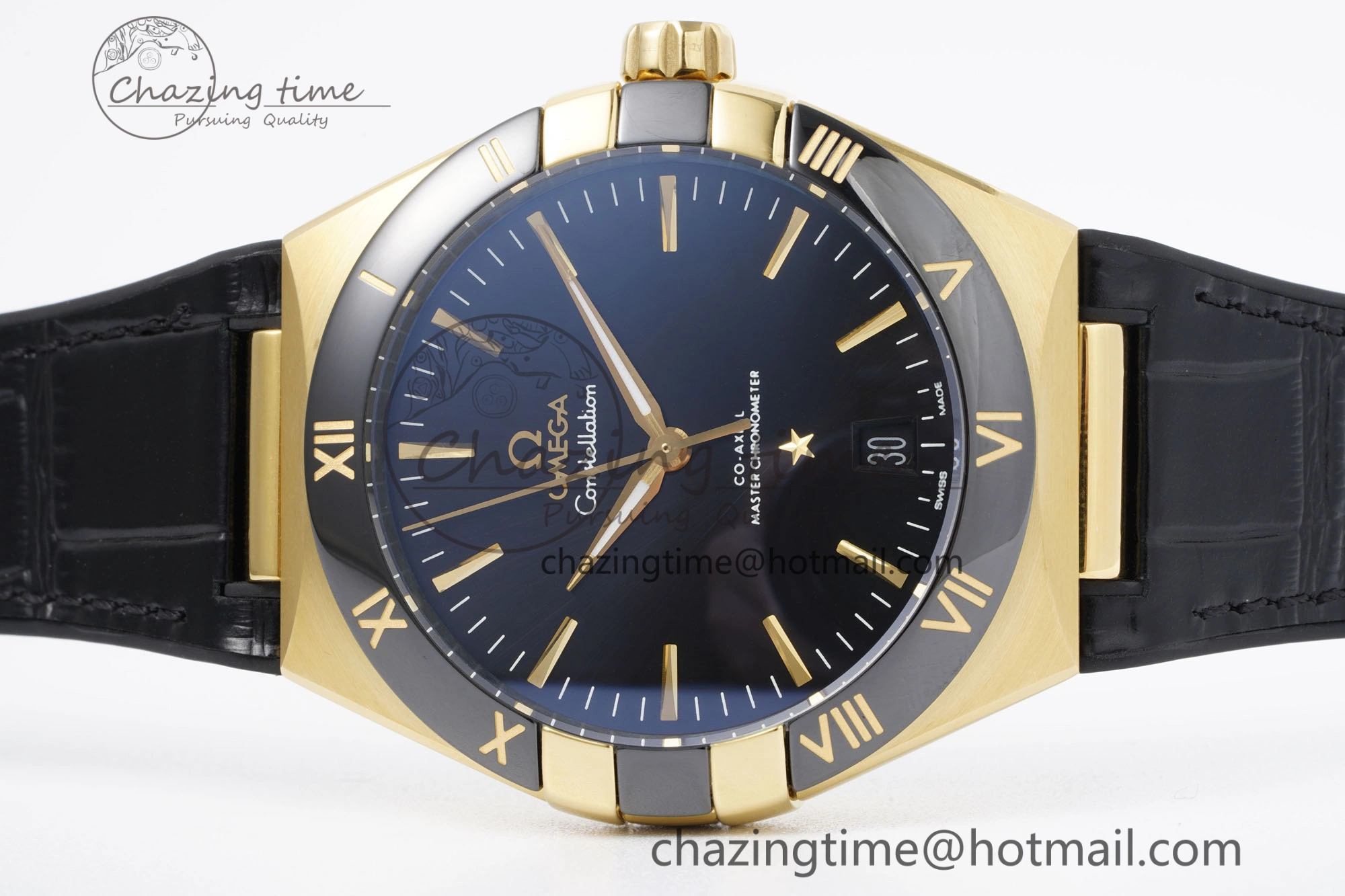 Constellation Black Ceramic YG 8F 1:1 Best Edition Black Dial on Black Gummy Strap A8900