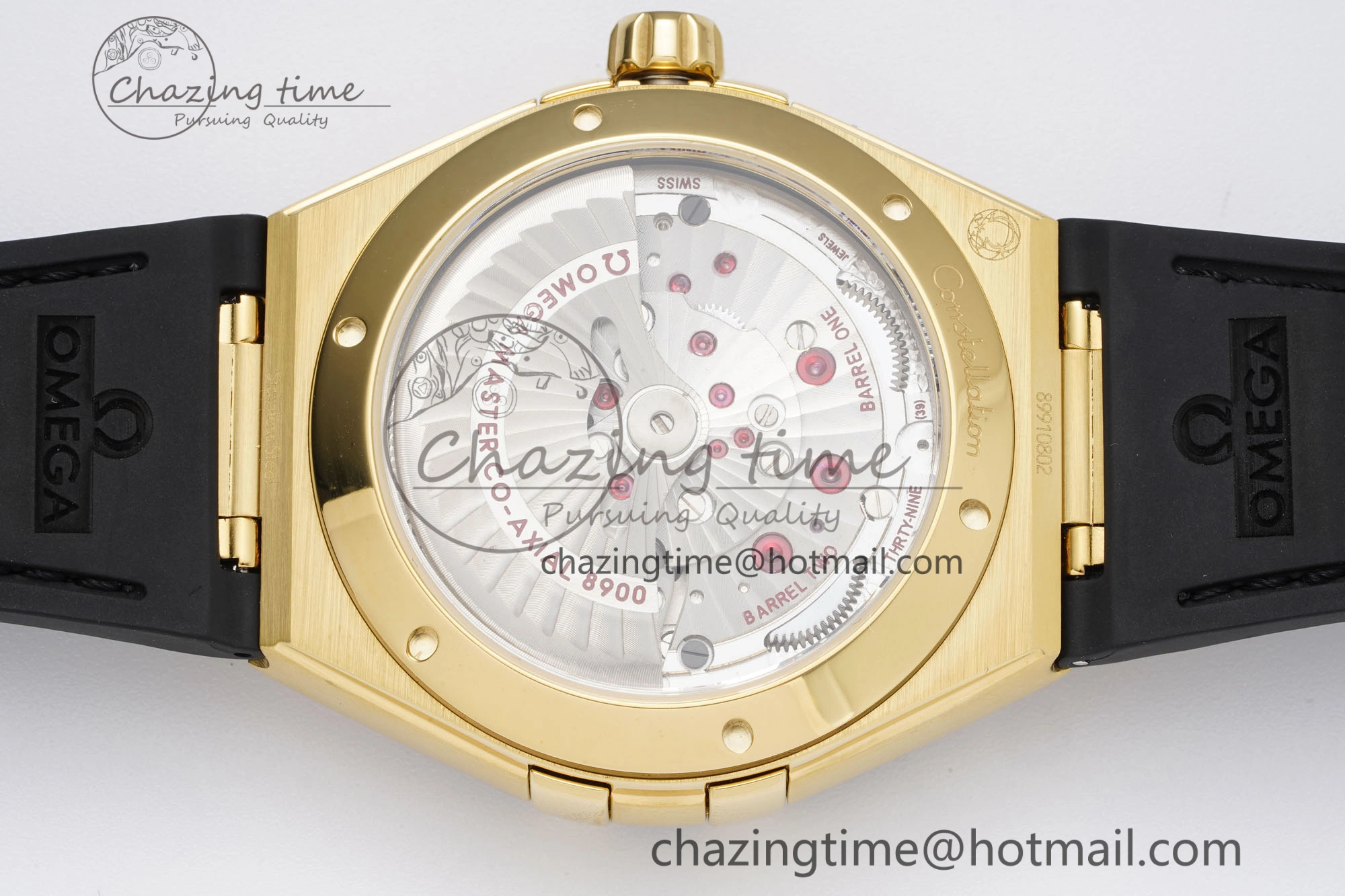 Constellation Black Ceramic YG 8F 1:1 Best Edition Black Dial on Black Gummy Strap A8900