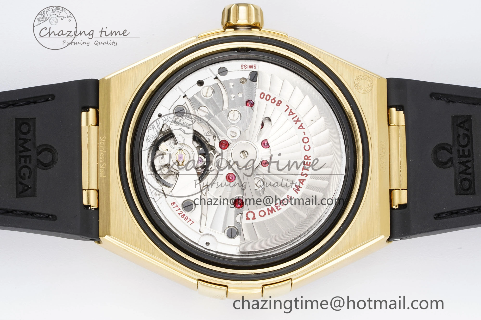 Constellation Black Ceramic YG 8F 1:1 Best Edition Black Dial on Black Gummy Strap A8900