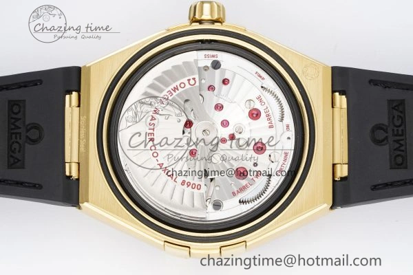 Constellation Black Ceramic YG 8F 1:1 Best Edition Black Dial on Black Gummy Strap A8900