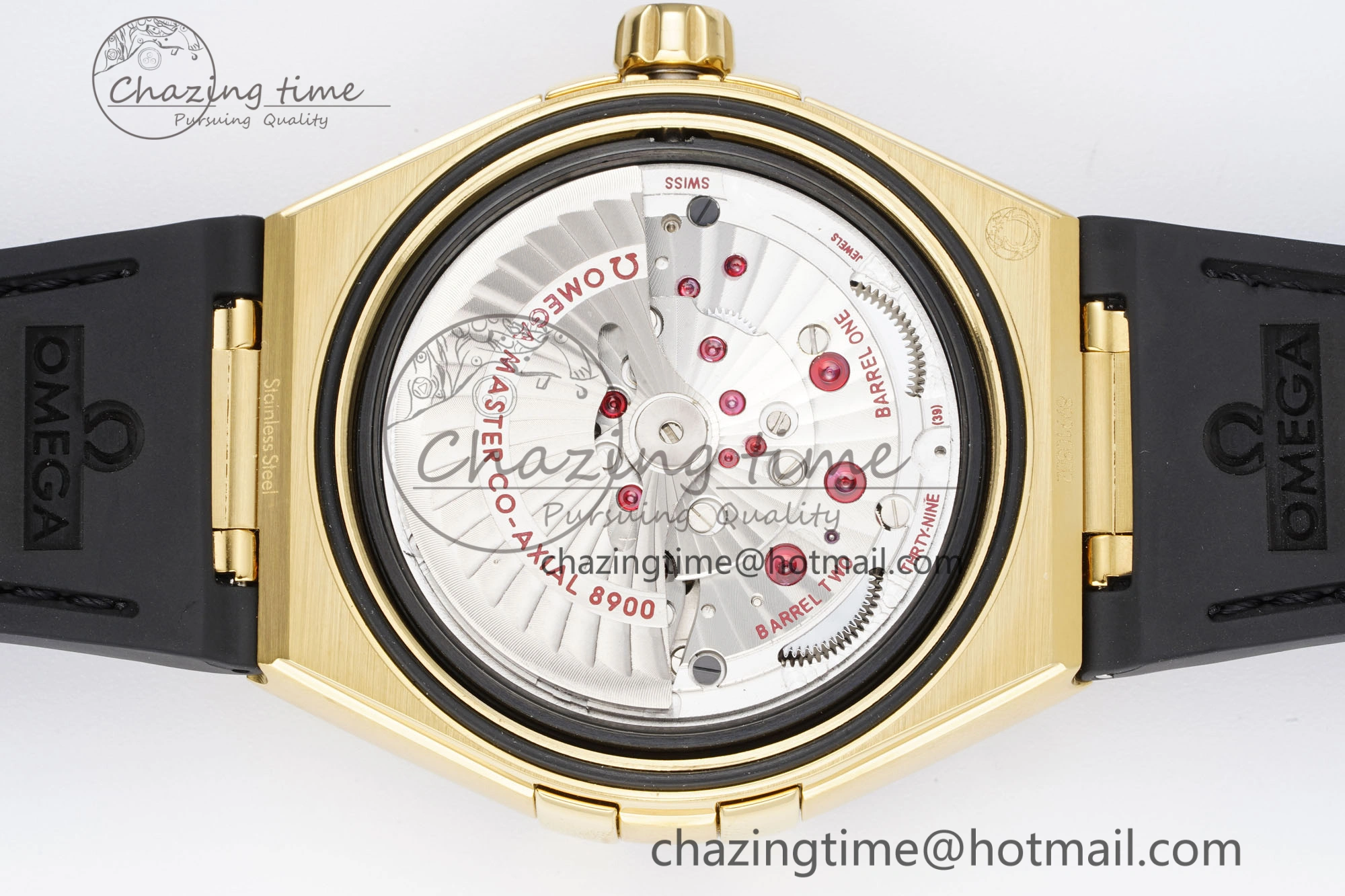 Constellation Black Ceramic YG 8F 1:1 Best Edition Black Dial on Black Gummy Strap A8900
