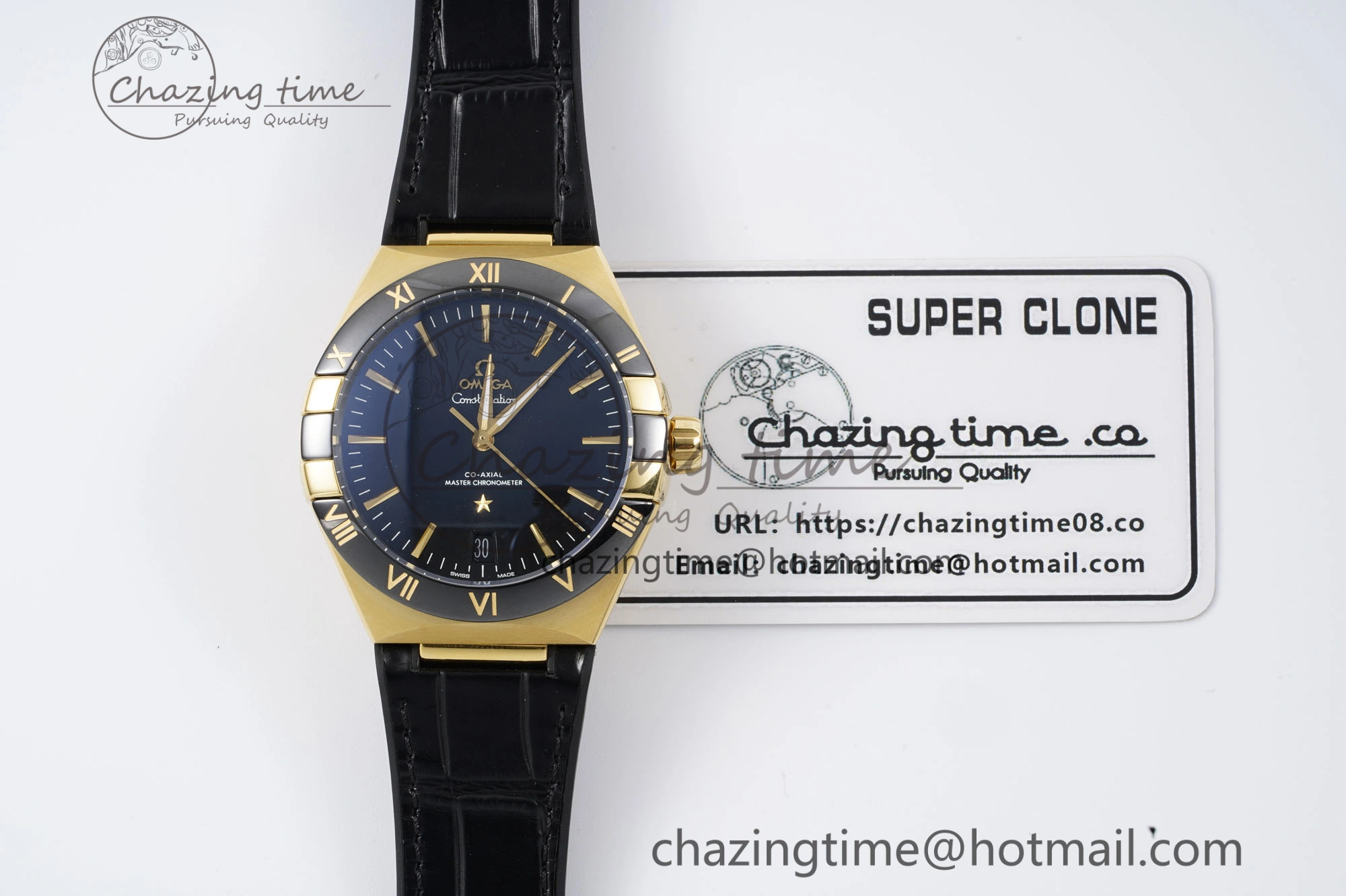 Constellation Black Ceramic YG 8F 1:1 Best Edition Black Dial on Black Gummy Strap A8900