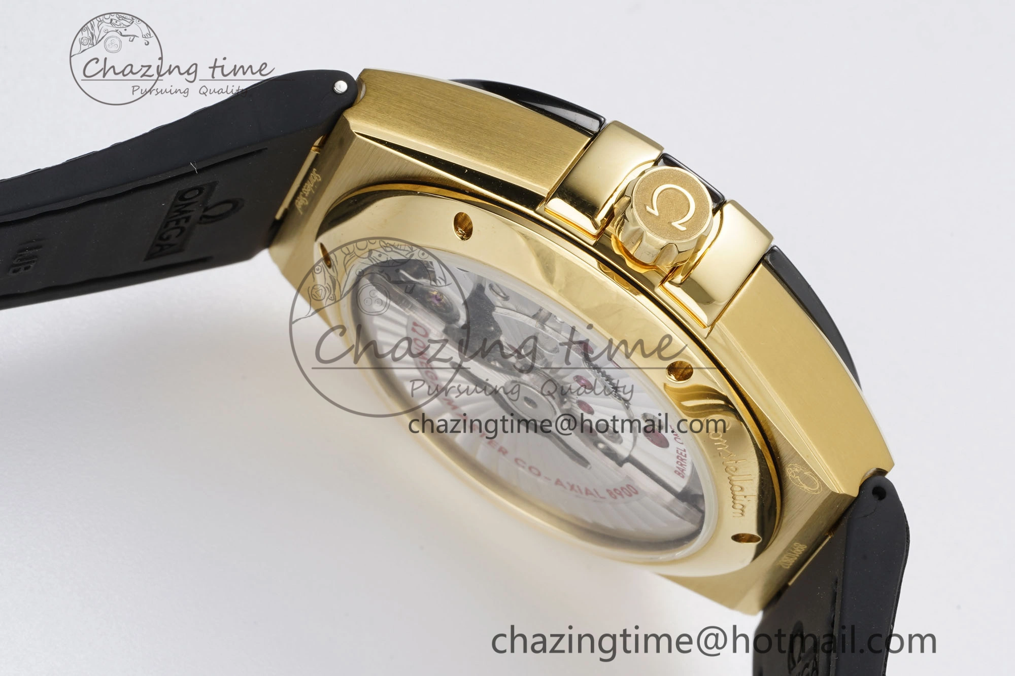 Constellation Black Ceramic YG 8F 1:1 Best Edition Black Dial on Black Gummy Strap A8900
