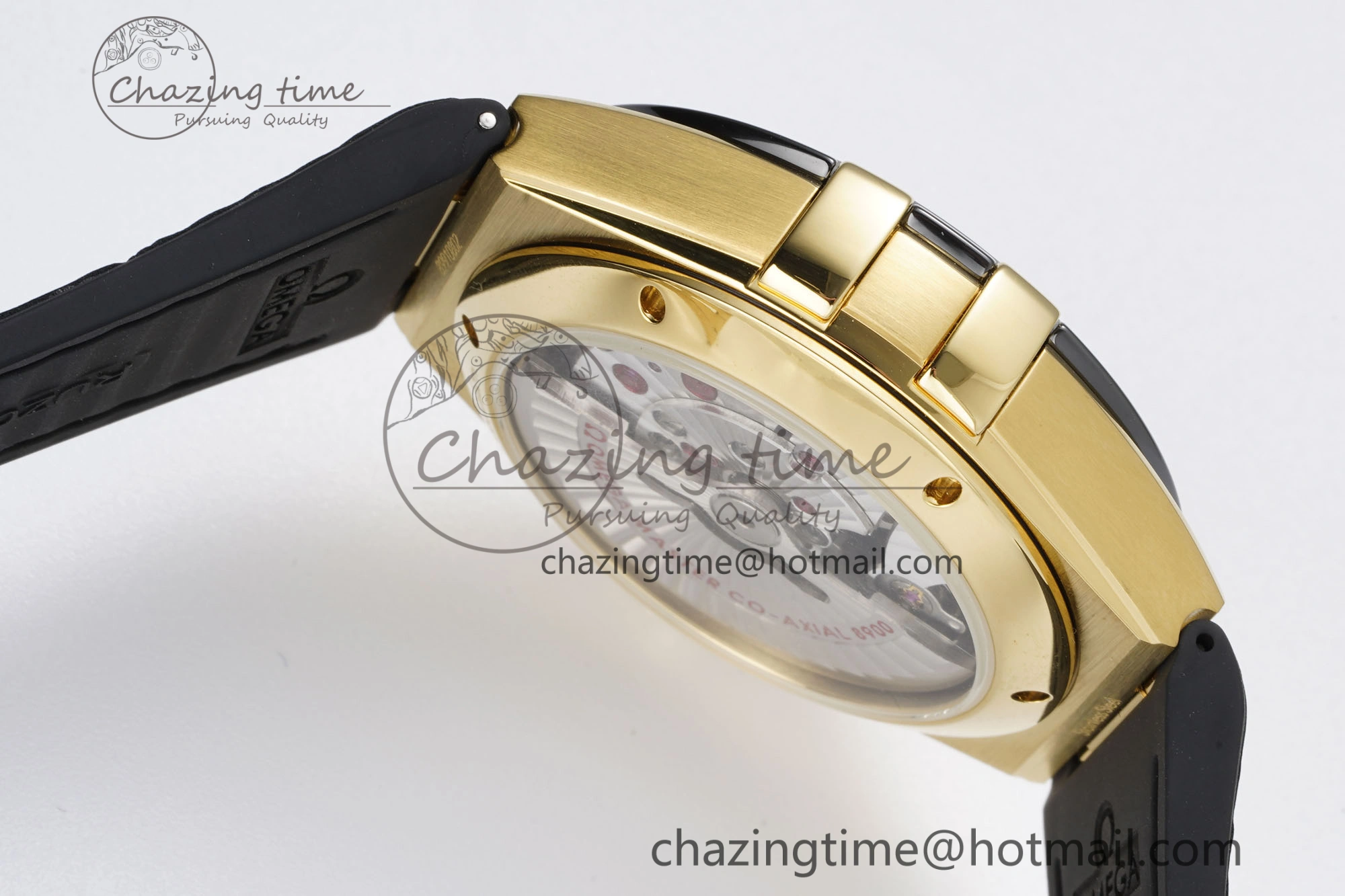 Constellation Black Ceramic YG 8F 1:1 Best Edition Black Dial on Black Gummy Strap A8900