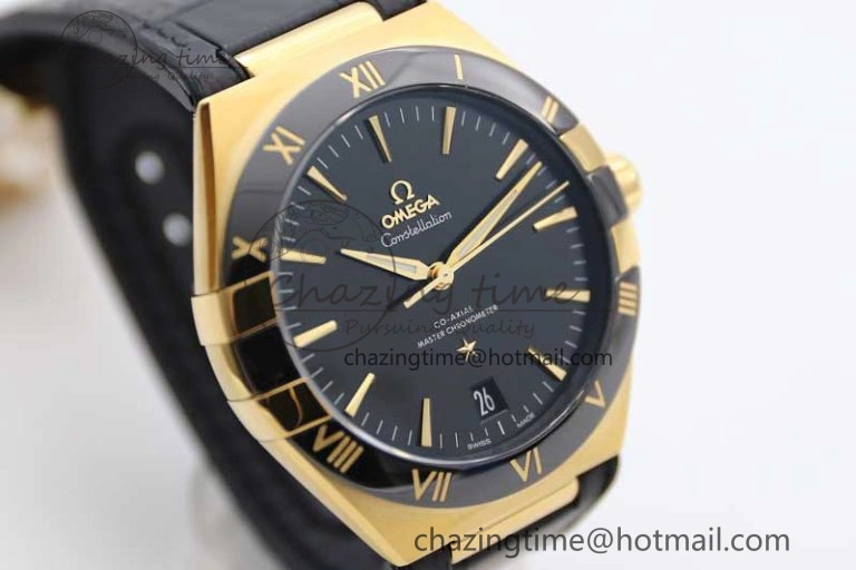 Constellation Black Ceramic YG SBF 1:1 Best Edition Black Dial on Black Gummy Strap A8900 Super Clone
