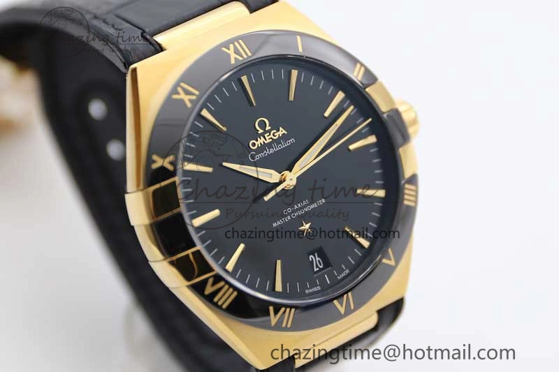 Constellation Black Ceramic YG SBF 1:1 Best Edition Black Dial on Black Gummy Strap A8900 Super Clone