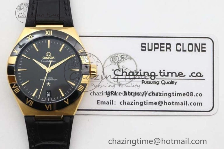 Constellation Black Ceramic YG SBF 1:1 Best Edition Black Dial on Black Gummy Strap A8900 Super Clone