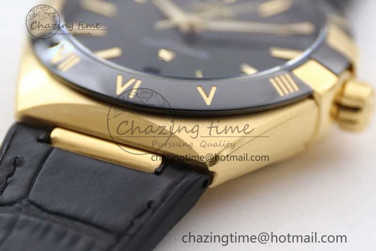Constellation Black Ceramic YG SBF 1:1 Best Edition Black Dial on Black Gummy Strap A8900 Super Clone