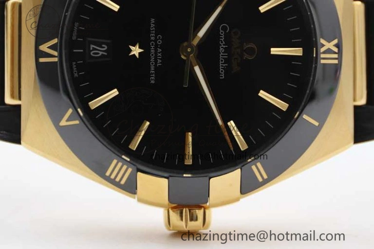 Constellation Black Ceramic YG SBF 1:1 Best Edition Black Dial on Black Gummy Strap A8900 Super Clone