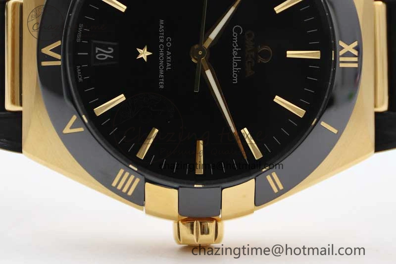 Constellation Black Ceramic YG SBF 1:1 Best Edition Black Dial on Black Gummy Strap A8900 Super Clone
