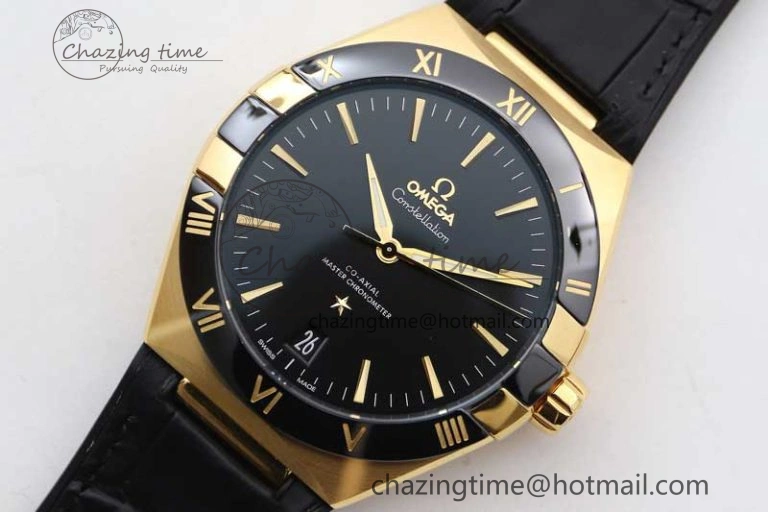 Constellation Black Ceramic YG SBF 1:1 Best Edition Black Dial on Black Gummy Strap A8900 Super Clone