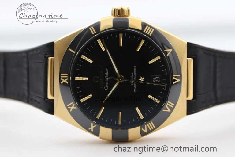 Constellation Black Ceramic YG SBF 1:1 Best Edition Black Dial on Black Gummy Strap A8900 Super Clone
