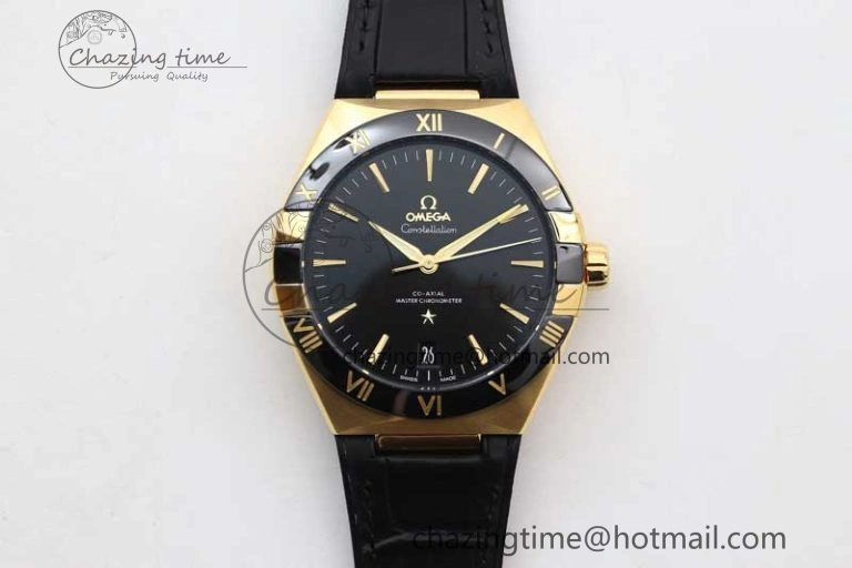 Constellation Black Ceramic YG SBF 1:1 Best Edition Black Dial on Black Gummy Strap A8900 Super Clone