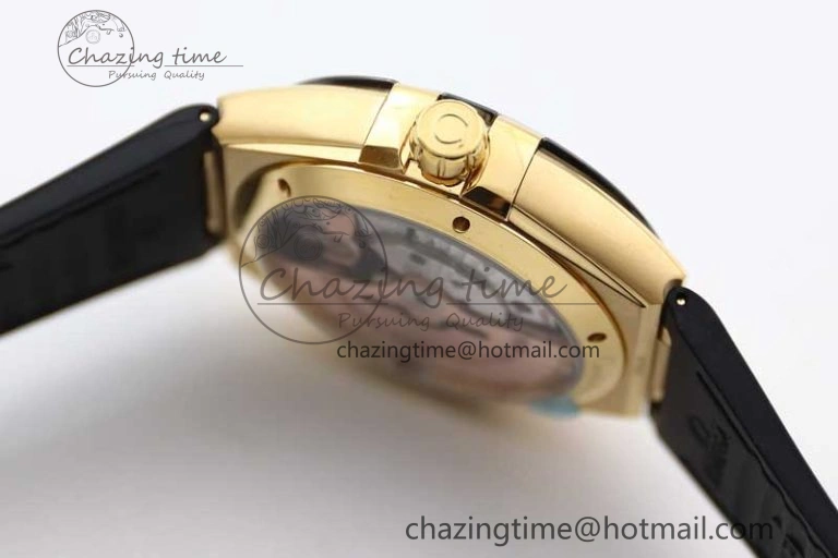 Constellation Black Ceramic YG SBF 1:1 Best Edition Black Dial on Black Gummy Strap A8900 Super Clone