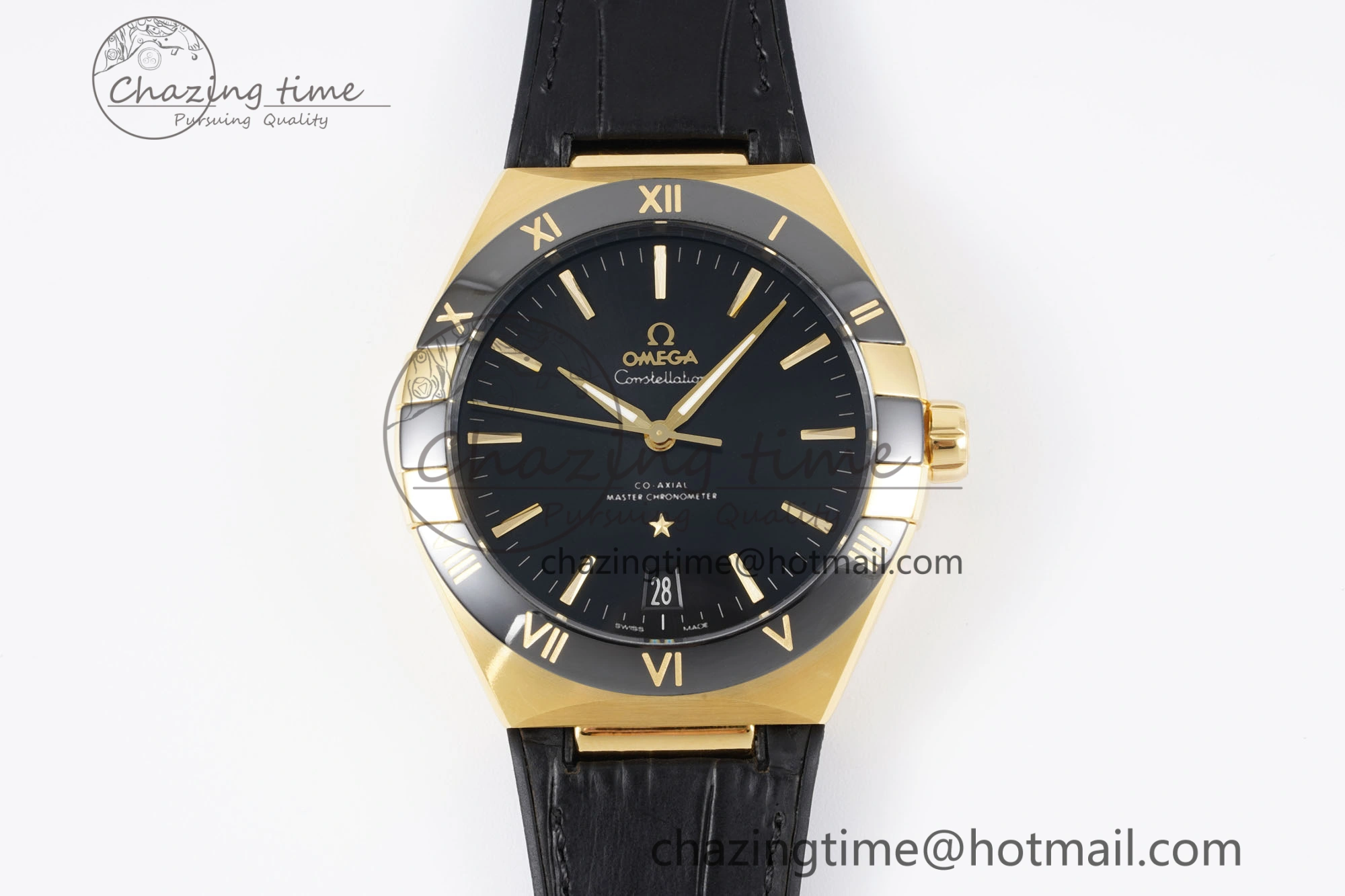 Constellation Black Ceramic YG VSF 1:1 Best Edition Black Dial on Black Gummy Strap A8900 Super Clone