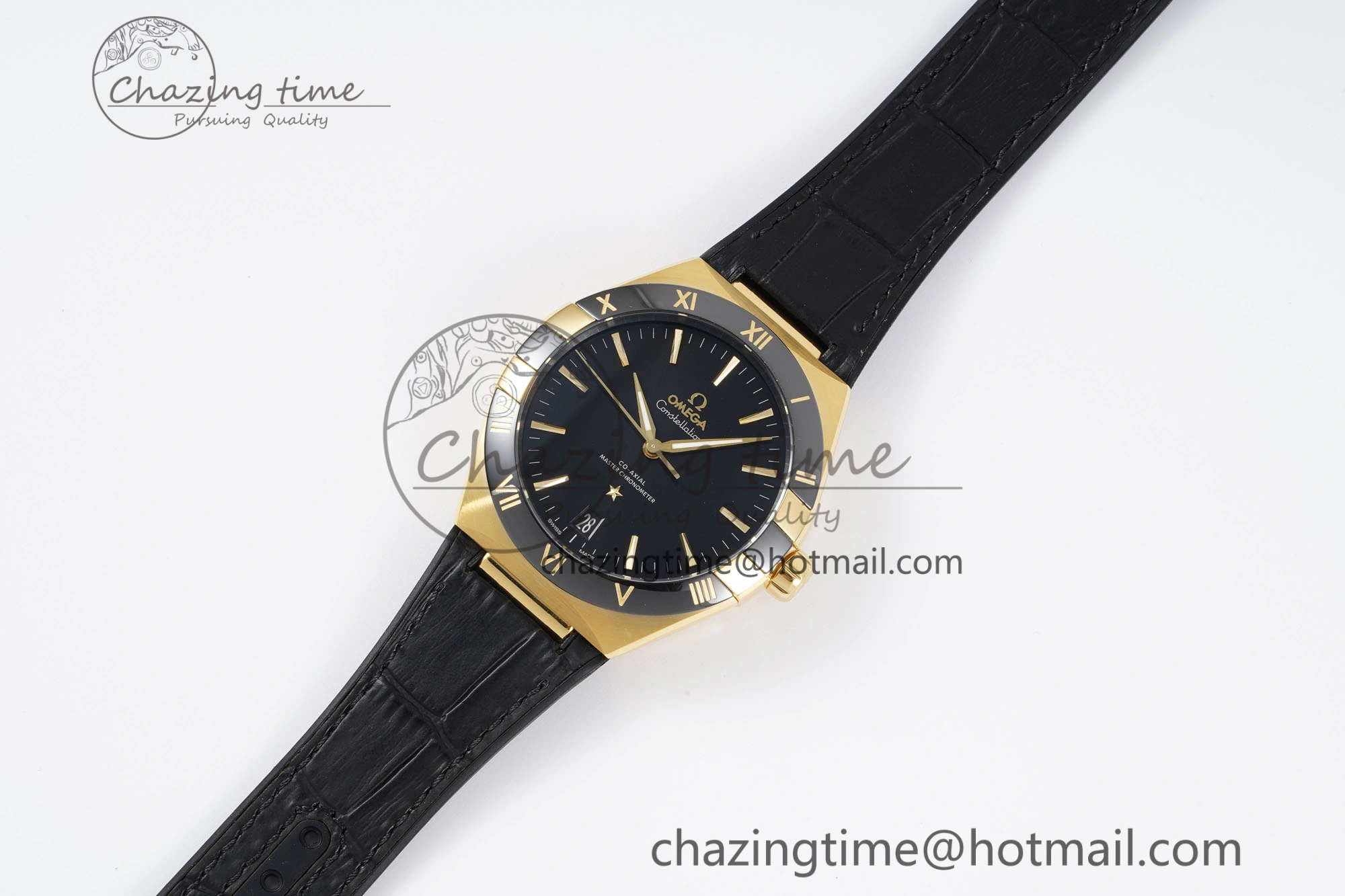 Constellation Black Ceramic YG VSF 1:1 Best Edition Black Dial on Black Gummy Strap A8900 Super Clone