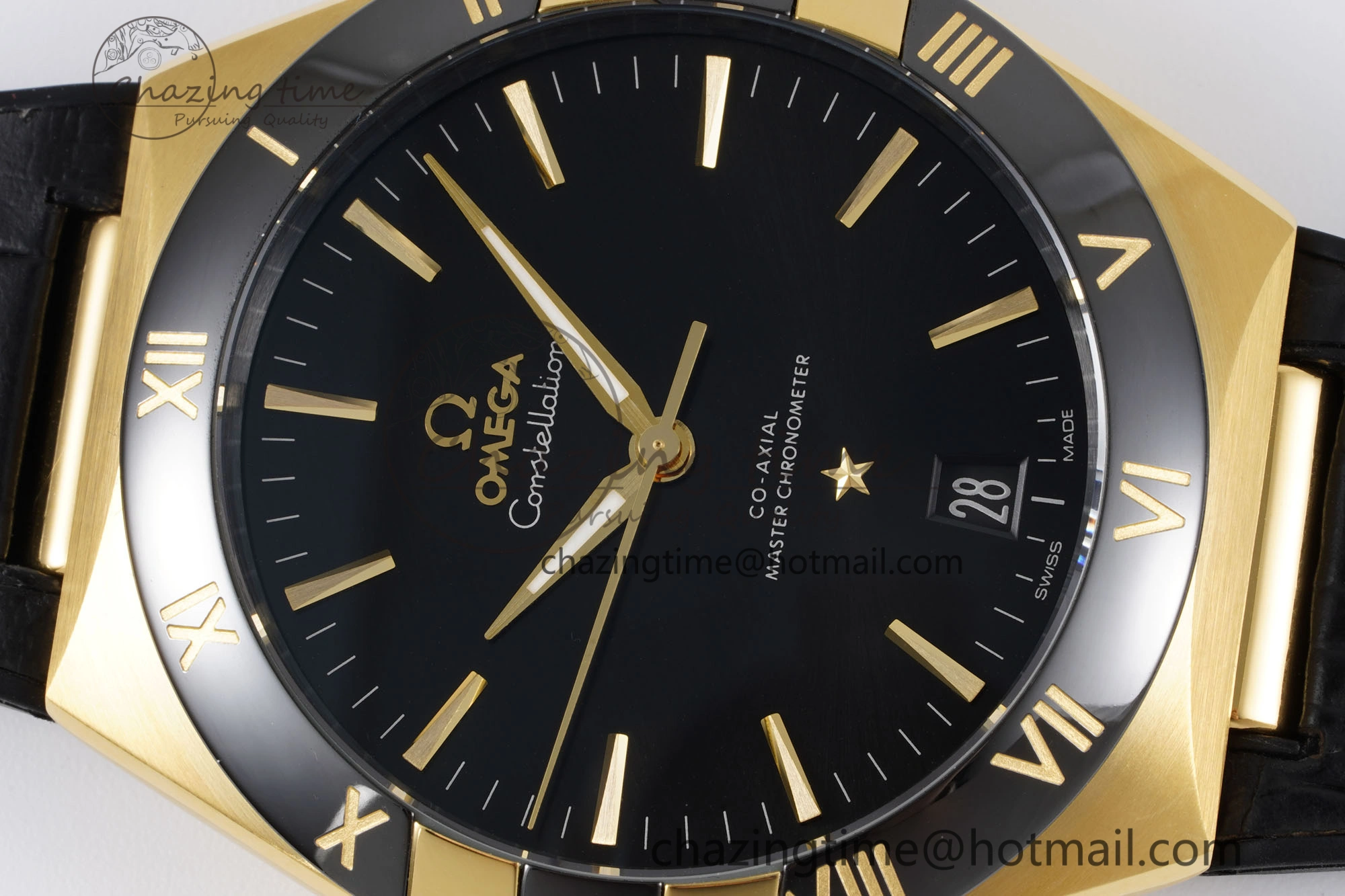 Constellation Black Ceramic YG VSF 1:1 Best Edition Black Dial on Black Gummy Strap A8900 Super Clone
