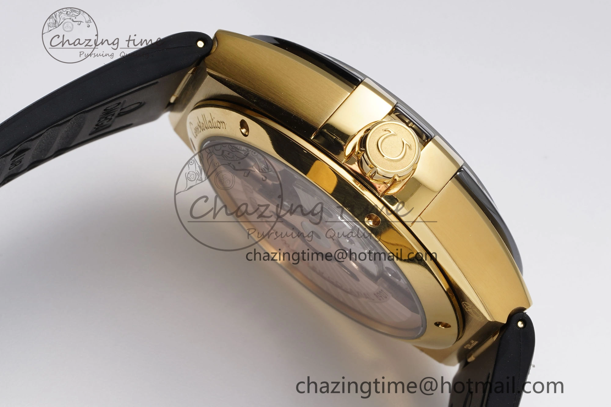 Constellation Black Ceramic YG VSF 1:1 Best Edition Black Dial on Black Gummy Strap A8900 Super Clone