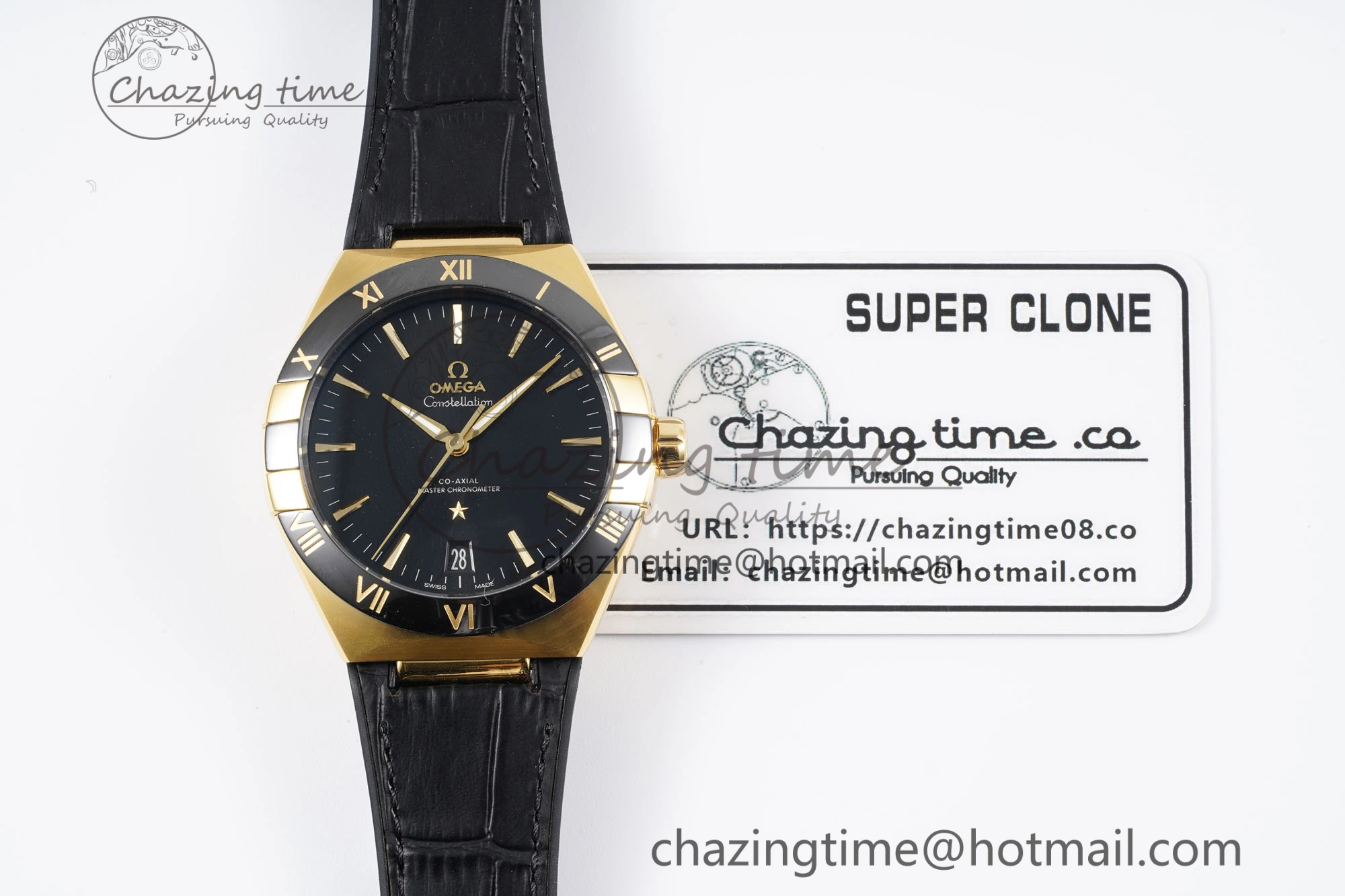 Constellation Black Ceramic YG VSF 1:1 Best Edition Black Dial on Black Gummy Strap A8900 Super Clone