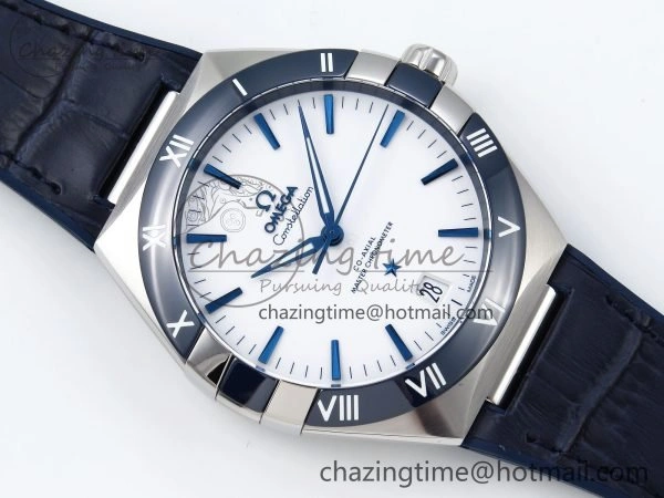 Constellation Blue Ceramic SS VSF 1:1 Best Edition White Dial on Blue Gummy Strap A8900 Super Clone